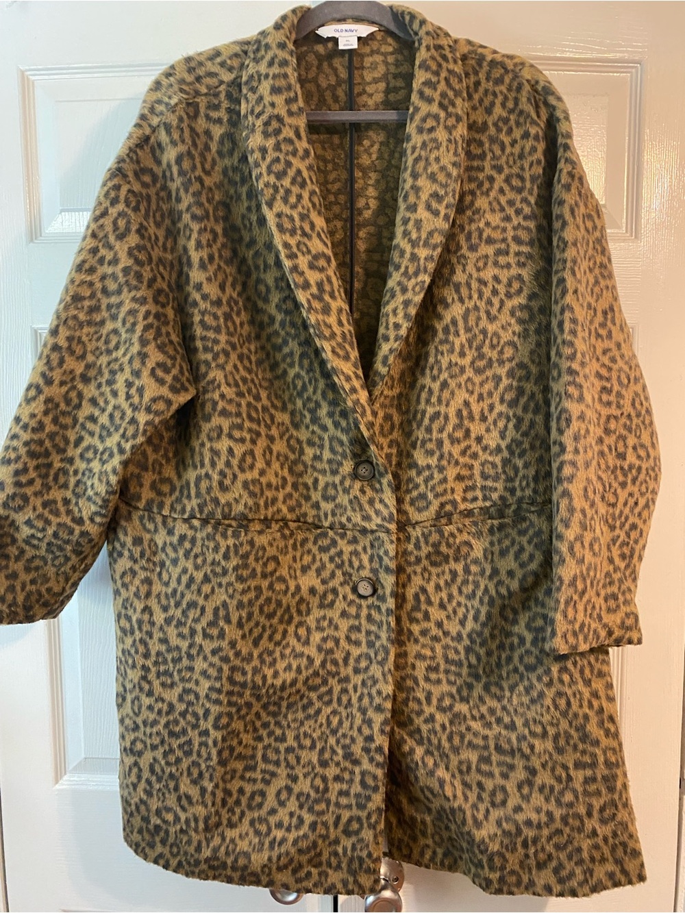 Old Navy Leopard Furry Long Coat